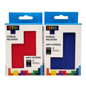 Tetris Anti-Stress Stress Reliver Foam Squeezable Tetrominoes Block Lot of 2 New